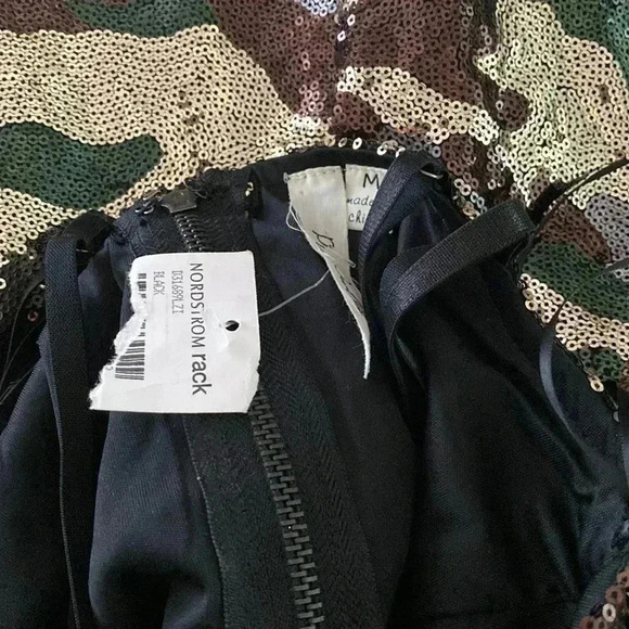 NWT Pink Owl Sequin Camo Plunge Neckline Stretchy Cocktail Dress Medium - Picture 2 of 10